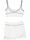 DAIIIBABYYY  -  Solid Sexy Temperament Two Pieces Set for Women Square Collar Sleeveless Tops High Waist Short Skirt Chic Set Female Style