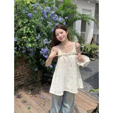 DAIIIBABYYY  -  Sweet Camis for Women Printed Off Shoulder Embroidered Strap Vest Hot Girls Loose Sleeveless  Camisole Summer Trendy Clothes