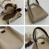 Daiiibabyyy Burminsa Metal Short Handle Bucket Small Tote Handbags For Women Trend Designer PU Leather Ladies Shoulder Crossbody Bags