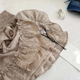 DAIIIBABYYY  -  Floral Skirt New Elastic Spring and Summer Cake Group High Waist Slimming Belly Black Short Skirt