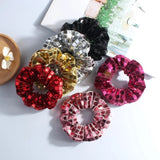 Daiiibabyyy  6pcs Square Sequin Sequin Hair Rope Super Shiny Retro Disco Rubber Bands Set Flashy Ponytail Holder Women's Hair Ties Headdress