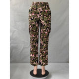 Daiiibabyyy Women's Multi Pockets Camouflage Cargo Pants High Waist Button Fly Zipper Casual Versatile Trend Y2k Trousers Hipster Streetwear