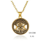 DAIIIBABYYY  -  Triple Moon Goddess Five pointed Star Stainless Steel Necklace Men's and Women's Fashion Ultra Natural Jewelry Gift