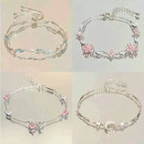 DAIIIBABYYY  -  Elegant Crystal Flowers Bracelet For Women Y2K Sweet Girls Moon Cherry Blossom Bow Zircon Bracelets Luxury Designer Jewelry Gift