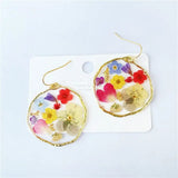 Daiiibabyyy Unique Epoxy Resin Pressed Flower Earrings Women Colorful Real Flower Natural Earring Handmaking Floral Statement Jewelry