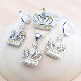 Daiiibabyyy Yellow Zircon Bridal Jewelry Sets 925 Silver For Women Wedding Earrings Rings Pendant Necklace