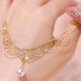 Daiiibabyyy  Fashion Grace Dazzling Pearl Lace Pendant Necklace for Women Gentle Temperament Ladies Clavicle Chain Exquisite Party Jewelry