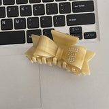 Daiiibabyyy  Cute Rhinestone Bowknot Hair Claw Elegant Shiny Acetate Shark Clip Headwear Geometry Small Hair Clip Female