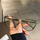 DAIIIBABYYY  -  Y2K Cat Eye Reading Glasses for Women Anti Blue Light Cat Eye Frame Spectacles Computer Eyeglasses Plain Eyewear Face Decor