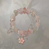 DAIIIBABYYY  -  New Fashion Y2K Sweet Cherry Blossom Bracelet For Women Exquisite Elegant Flower Crystal Beaded Bracelet Girl Party Jewelry Gift
