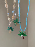 DAIIIBABYYY  -  Sweet Shell Beads Necklace Colorful Handmade Bohemia Beads Necklace Jewelry Coconut Tree Pendant Seaside Vacation Choker Beach