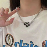 Daiiibabyyy  New Korean Butterfly Choker Necklace For Women Ladies Exquisite Love Heart Clavicle Chain Necklace Jewelry Gift