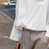DAIIIBABYYY  -  Women's Ubran Blouses White Shirts Tops Fashion Cotton Stand Collar Loose Long Sleeves Buttons Simple Women Clothing