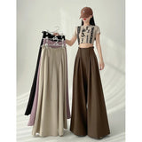 DAIIIBABYYY  -  Streetwear Wide Leg Pants Women Korean Black High Waist Suit Pants Summer Fashion Elegant Lace Up Straight Trousers New