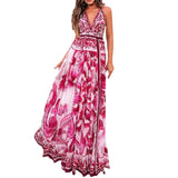 DAIIIBABYYY  -  Summer New Women's Fashion Sexy Printed Neck Medium And Long Dress
