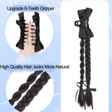 Daiiibabyyy  Synthetic Claw Clip Ponytail Braid With Butterfly Grip 18Inch Brown Black Twisted Braid Ponytail Claw Curly Hair Extension