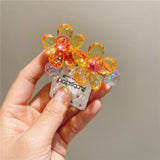 Daiiibabyyy  Children's Hair Accessory Bright Flowers Double-headed Rubber Bands Ponytail Hair Tie Blue Color Funny Cute Kawaii Girl Hair Tie