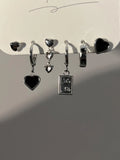 DAIIIBABYYY  -  6Pcs/set Women Silver Color Rhinestone Butterfly Stud Earrings Y2K Korean Fashion Punk Earring Stud Jewelry Sets Gift
