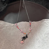 DAIIIBABYYY  -  Korean Fashion Retro Goth Beaded Cherry Pendant Necklace For Women Egirl Aesthetic Grunge Y2k 90s Jewelry Accessories