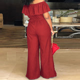 DAIIIBABYYY  -  Plus Size Shawl Sleeve Romper Women Jumpsuit Bodysuit Fashion Solid Wide Leg Pant Jumpsuit Overalls Wholesale Dropshipping