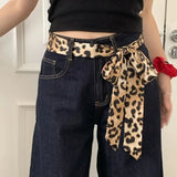 DAIIIBABYYY  -  Retro 195*4cm Leopard Scarf Polka Dot Leopard Print Women Belt Narrow Long Long Neck scarf Women
