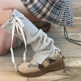 DAIIIBABYYY  -  Korea Women Y2K Ballet Tie Bow Knit Leg Socks Strap Pink Leg Warmers Long Calf Sweet Japanese Leg Covers Clothing Accessories