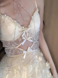 Daiiibabyyy  French Style Sweet Hollow Out Dresses Women Evening Retro Princess Fairy Long Dress Summer Lolita Kawaii Elegant Party Dress New