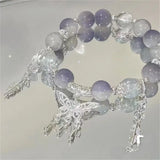 DAIIIBABYYY  -  Fashion Korean Sweet Crystal Beads Bracelet for Women Exquisite Feather Butterfly Tassel Charm Bracelet Girls Party Jewelry Gift