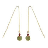 Daiiibabyyy Gold Color Hetian Jade Earrings for Women Green Round Jewelry Girls Gift  Dropshipping Wholesale