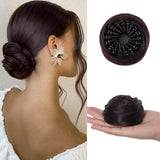 Daiiibabyyy  Synthetic Chignon Wig Hair Bun Extensions Retractable Bun Hairpiece Straight Donut Chignon Updo Hair for Women All Occasions Use