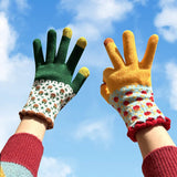 Daiiibabyyy  1 Pairs Ladies' Mittens Korean New Flower Kawaii Sweet Cute Versatile Knitted Gloves Thickened Velvet Warm Soft  Gloves For Girl