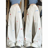 DAIIIBABYYY  -  Female Trend All-match High Waist Loose Straight Spring Summer 2025 New Simplicity Letter Wide Leg Pants Women Casual Trousers