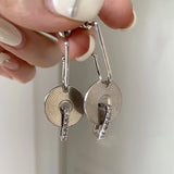 Daiiibabyyy  European and American Inlaid Rhinestone Round Pattern Pendant Drop Earring for Women  Niche High-end Girl Jewelry Wholesale