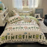 DAIIIBABYYY  -  Instagram Cartoon Cute Pure Cotton Four Piece Set, All Cotton Bed, Nantong Home Textile Quilt Cover, Student Three Piece Set,