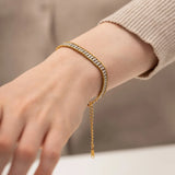 DAIIIBABYYY  -  Shiny Cubic Zirconia Stainless Steel Chain Bracelet PVD Plated Round Beads Heart Bracelet Bangles for Women High Quality Jewelry