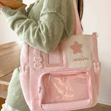 Daiiibabyyy  Transparent Y2k Aesthetic Ins Shoulder Tote Bags Women Fashion Preppy Ita Bag All Match Zipper Kawaii Star Handbags Crossbody