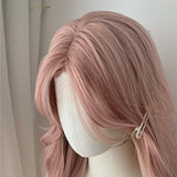 Daiiibabyyy  Summer net red with sweet fashion high quality breathable headgear | pink purple medium large wave long curly hair synthetic wig
