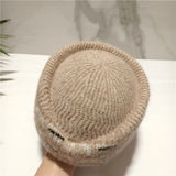 Daiiibabyyy  French Style Fair Isle Pattern Pillbox Hat Jacquard Elegant Fedora Hat Teardrop Fedoras Medicine Box Hat Masquerade Party