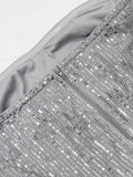 Daiiibabyyy  Solid Spliced Appliques Slimming Folds Dresses for Women Strapless Backless Sleeveless High Waist Sequins Dress Female New