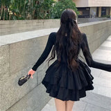 Daiiibabyyy  New In Splicing Black Female Dress Curvy Elastic Full Aesthetic High Quality Women's Long Sleeve Dresses Luxury Clothes Harajuku