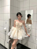 Daiiibabyyy  Sweet Floral Mini Dress Women Birthday Party Ruffles Spaghetti Straps Dresses Summer Fashion Korean Bodycon A Line Vestidos New