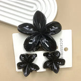 DAIIIBABYYY  -  3Pcs Sweet Colorful Plumeria Flower Shark Clip Hair Claw Bohemian Ponytail Clip Plastic Hairpin Barrette Summer Hair Accessories