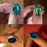 Daiiibabyyy  Creative Gifts Retro Magic Mood Ring Gem Heart Feeling Color Change Vintage Adjustable Temperature Jewelry Accessories Rings