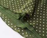 Daiiibabyyy  Vintage French Style ArmyGreen Polka Dot Print Wood ears O neck Sling Dress Women a-lined Short Dresses Femme Vestidos Robe