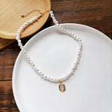 DAIIIBABYYY  -  Vintage Pearl Choker Necklace For Women Fashion Summer Opal Stone Pendant  Necklaces Trend Elegant Wedding Party Jewelry