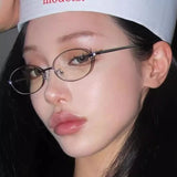 DAIIIBABYYY  -  Y2K Metal Oval Shades Glasses for Women Men Fashion Sunglasses 2024 Unisex Eyeglasses Frames Uv400 Fashion Eyewear Glasses
