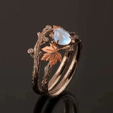 Daiiibabyyy  Retro Fashion Maple Leaf Water Drop Opal Stone Rings for Women Charm Luxury Finder Aesthetic jewelry Wedding Anniversary Gift