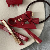 Daiiibabyyy Red French Retro Style Hairpin Women's Autumn and Winter Hairline Broken Hair Clip Premium Side Acetic Acid Headwear