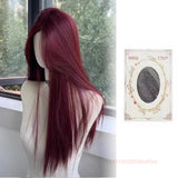 Daiiibabyyy  Red Wig for Women Long Straight Hair Forehead Lace Wig  for Cosplay Daily Use Lolita  Synthetic Wigs Natural Hair Heat Resistant