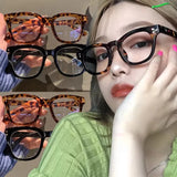 DAIIIBABYYY  -  Retro Leopard Anti Blue Light Computer Glasses Frame Women Oversized Men Trendy Fashion Eyeglasses Classic Spectacles Ouclos
